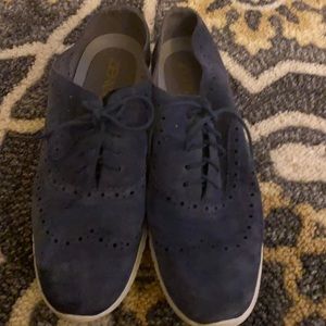 Cole Haan, Zero-Grand, Blue Suede/White Sole, Lace-Up Shoe. Great Condition